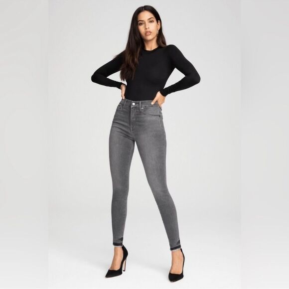 GOOD AMERICAN Good Legs Raw Hem Crop GLCFH961T Charcoal Wash Women's Size 4/27 - Picture 1 of 12